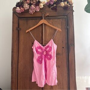 Y2K Tara Jarmon silk bow tank top